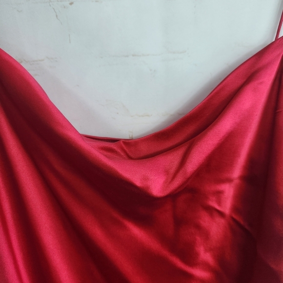 Cinq à Sept Ryder Asymmetrical Tie Mini Cocktail Glam Silk Slip Dress Red Small - Picture 8 of 16